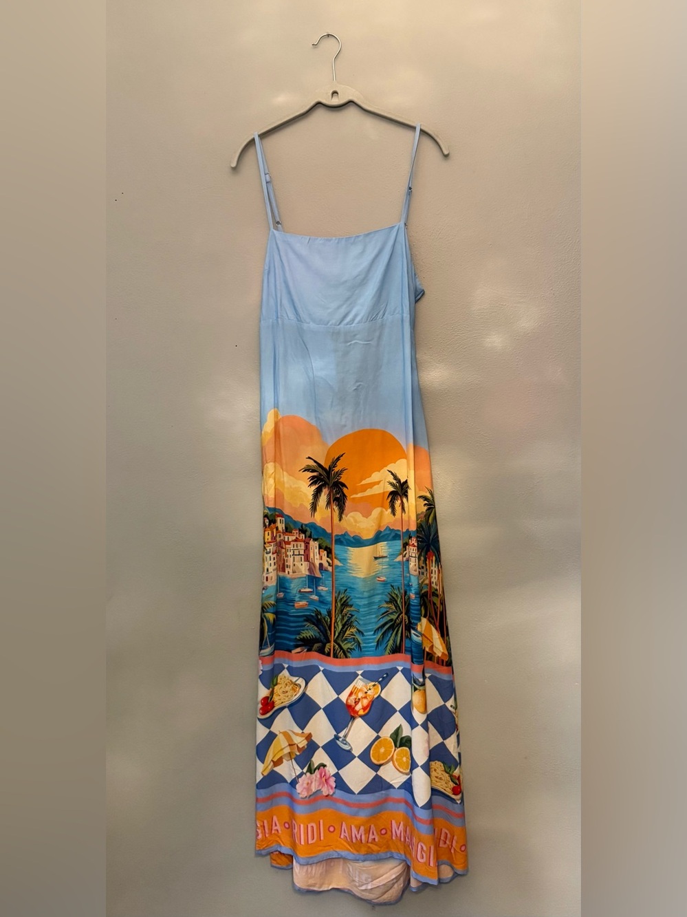 Sunset Coastal Maxi Dress with Tropical Print
